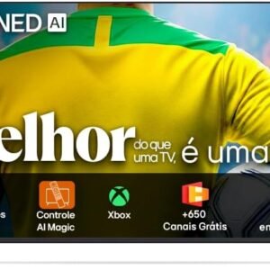 Smart TV 4K 55″ LG QNED73 Portal de Games Processador AI α7 Gen8 4K Super Upscaling Google Cast Integrado Controle AI Magic WebOS 25 Modo Esportes Alerta de Esportes