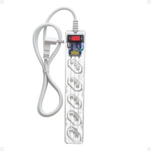 Filtro de Linha CLAMPER iCLAMPER Energia 5, 5 Tomadas, Proteção Contra Surtos Elétricos, 10A, Bivolt, Cabo 1m, Transparente