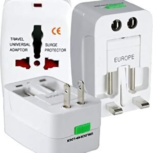 Adaptador de Tomada Universal Para Viagem Padrão Internacional Europa UK Asia EUA JP AU EU Europeu 3 Pinos Mais de 150 Países Bivolt Trava de Segurança Portátil Ajustável Super PREMIUM