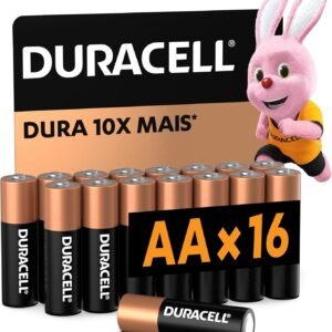 Duracell Pilha Alcalina AA Pequena Com 16 Unidades – Dura até 10x Mais – Ideal para Controle Xbox™, Brinquedos e Lanternas